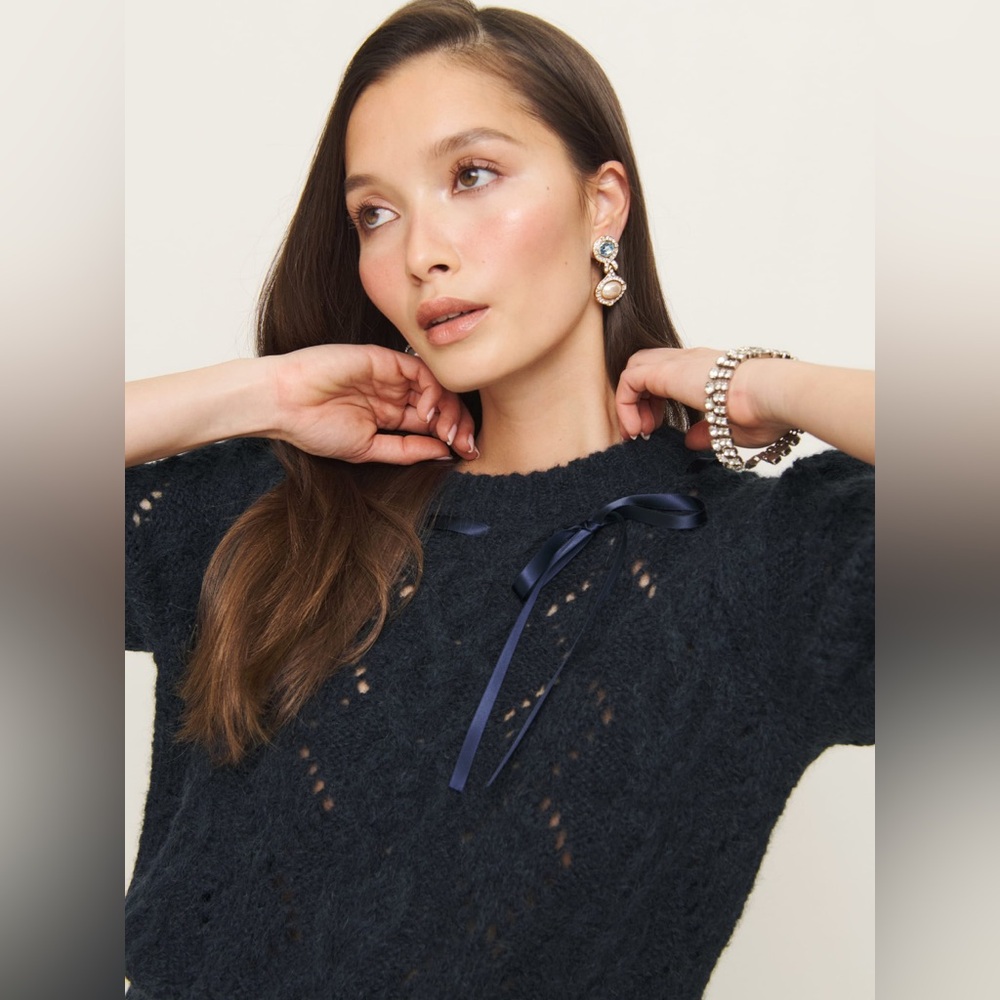 Reformation X Shrimps Cashmere Hearts Cable Crew - Picture 3 of 6